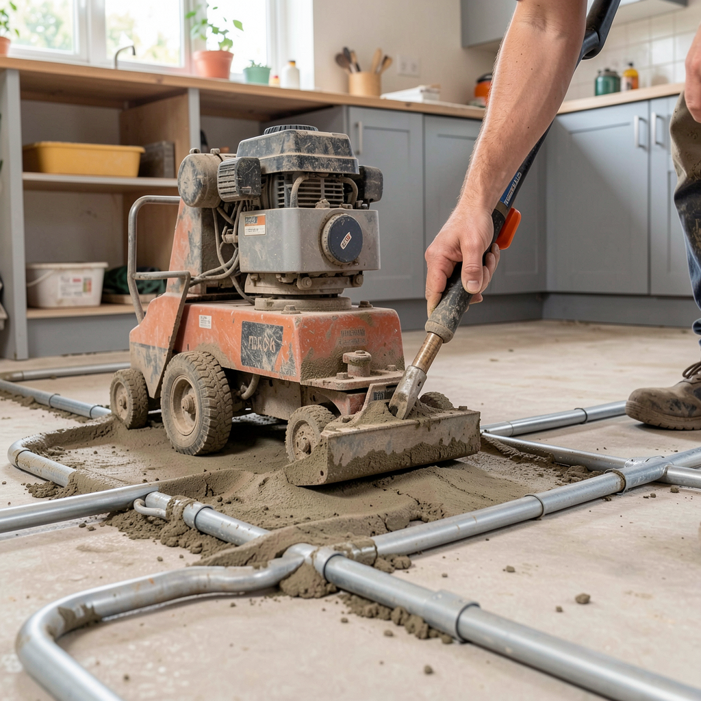 Underfloor heating screed application